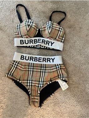 Vintage Check Logo Bralette & High Waist Briefs